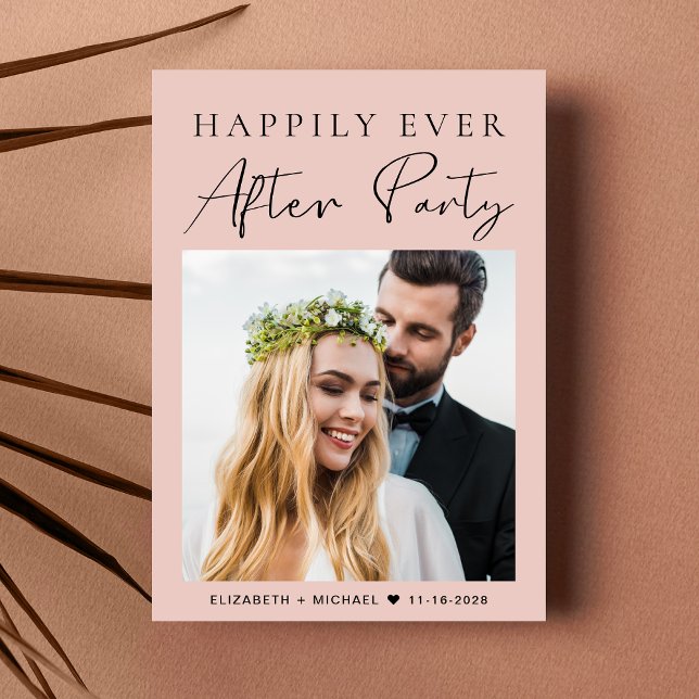 Modern Photo Blush Pink Wedding Reception Invitation (Your love story deserves a grand celebration!)