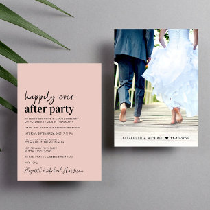 Modern Photo Blush Wedding Reception Invitation