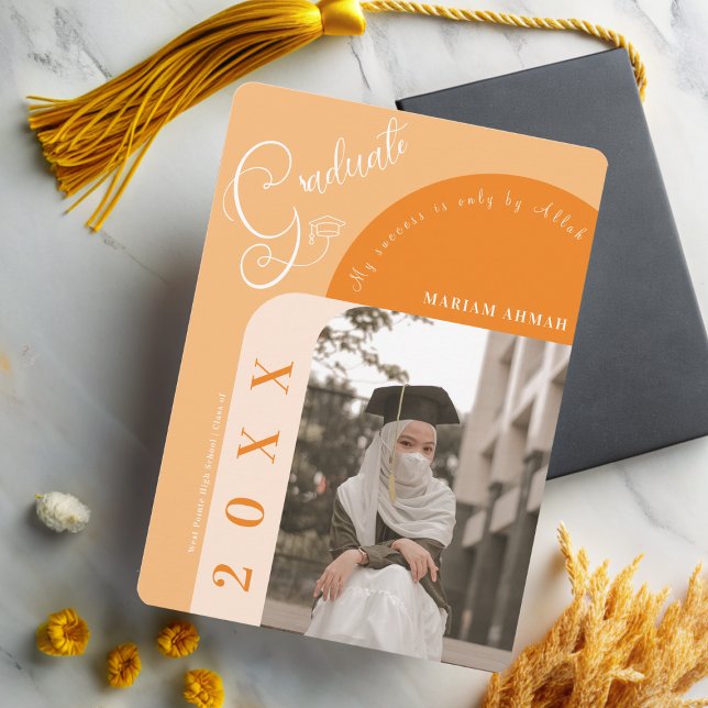 Modern Photo Bold Orange Islamic graduation Invitation (Modern Photo Bold Orange Islamic graduation Invitation)