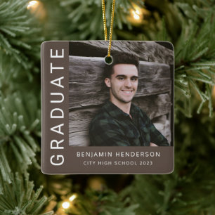Modern Photo Boy 2023 Graduation  Ceramic Ornament