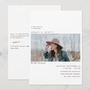 Modern Photo Bridal White Invitation