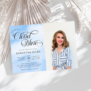 Modern Photo Bride Is On Cloud Nine Bridal Shower Invitation