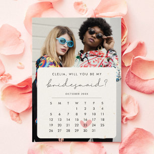 Modern Photo Bridesmaid Proposal Calendar Invitation