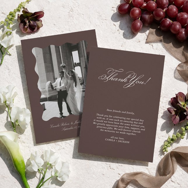 Modern Photo Brown Wedding  Thank You Card (Creator Uploaded)