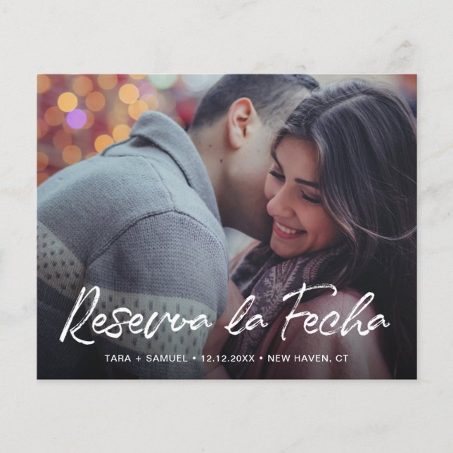 Modern Photo Budget Spanish Wedding Save The Date Flyer (Front)