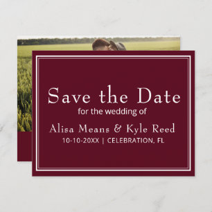 Modern Photo Burgundy Save the Date