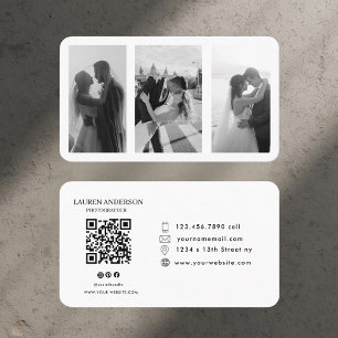 Modern Photo Business Card with QR Code 