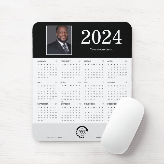 Modern Photo Business Corporate 2024 Calendar Mouse Mat (With Mouse)