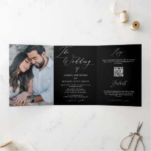 Modern Photo Calligraphy All-in-One Wedding Invite