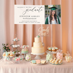 Modern Photo Calligraphy Graduate Banner - White