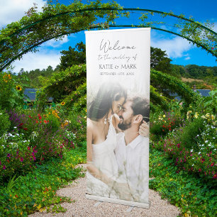 Modern Photo Calligraphy Script Wedding Welcome Retractable Banner