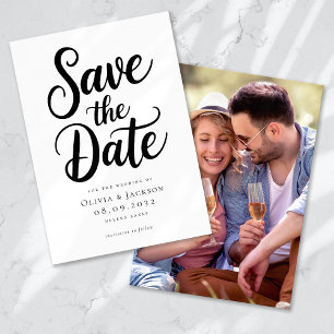 Modern Photo Calligraphy Wedding Save The Date