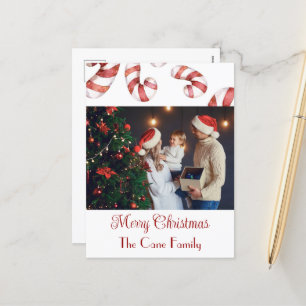 Modern photo Candy cane Christmas Holiday Postcard