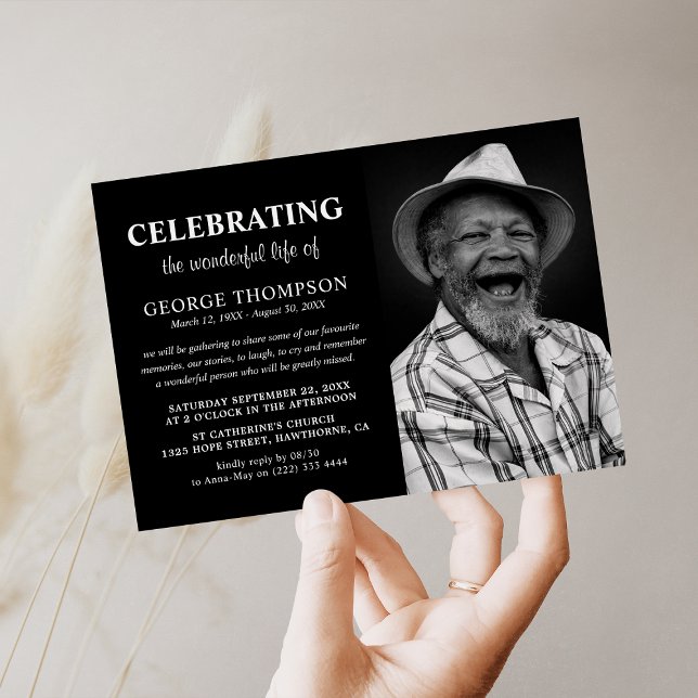 Modern Photo Celebration of Life Funeral Memorial Invitation (Creator Uploaded)