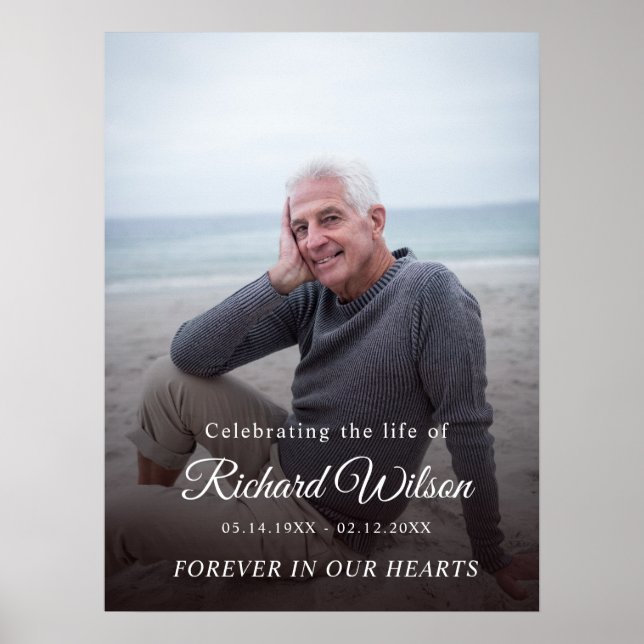 Modern Photo Celebration of Life Funeral Memorial Poster (Front)