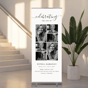 Modern Photo Celebration of Life Funeral Retractable Banner