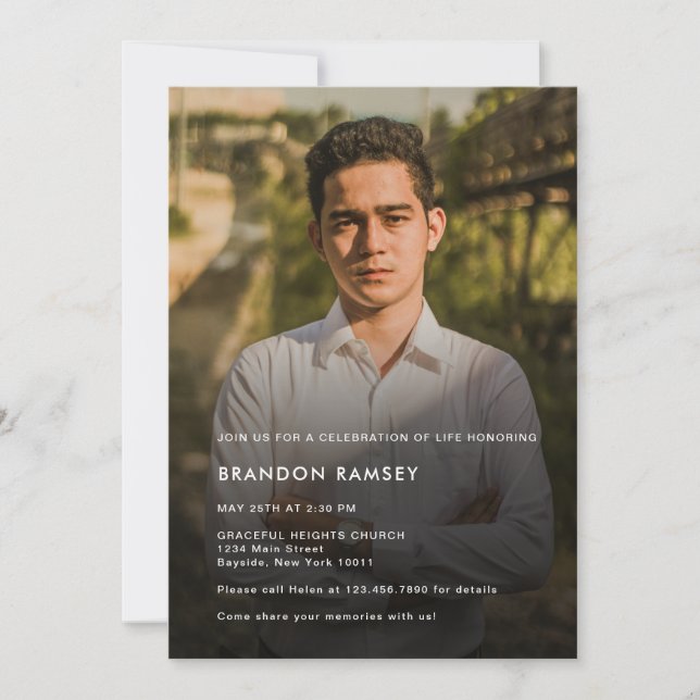 Modern Photo Celebration Of Life Invitation (Front)