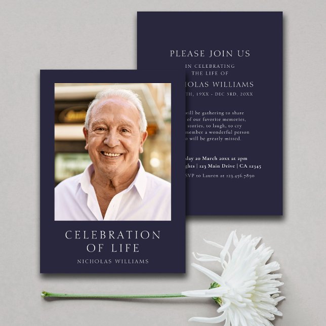 Modern Photo Celebration of Life Memorial Funeral Invitation (Creator Uploaded)