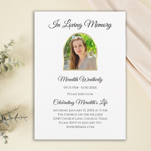 Modern Photo Celebration of Life Memorial Service Invitation (Creator Uploaded)