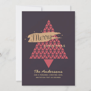 Modern Photo Christmas Card - Mauve Rose Geometric