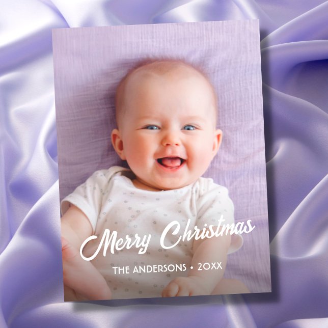 Modern Photo Christmas Elegant Script Personalized Holiday Postcard (Creator Uploaded)
