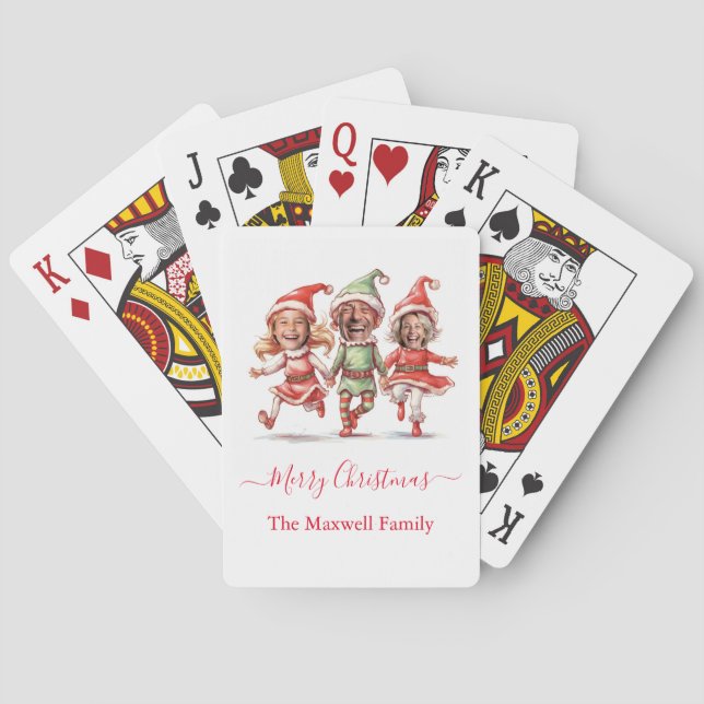 Modern Photo Christmas elves  Playing Cards (Back)