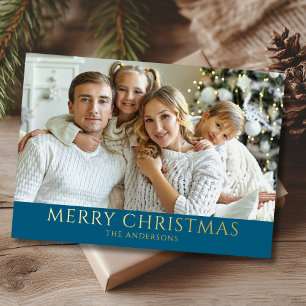 Modern Photo Christmas Gold Foil Holiday Card