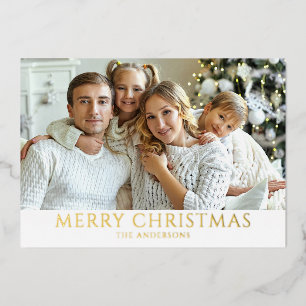 Modern Photo Christmas Gold Foil Holiday Card