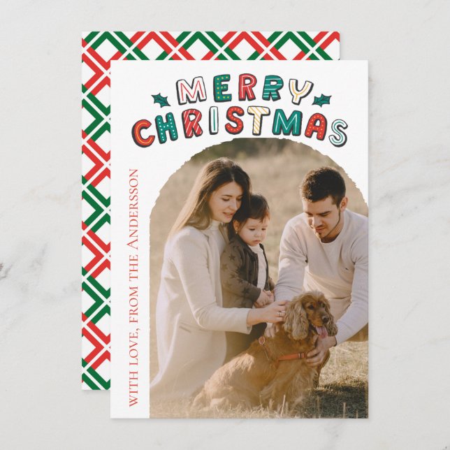 Modern Photo Christmas Holiday Card (Front/Back)