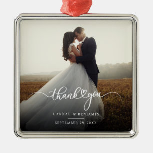 Modern Photo Christmas Holiday Thank You Metal Tree Decoration