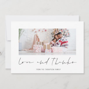 Modern Photo Christmas Love and Thanks Thank You Card