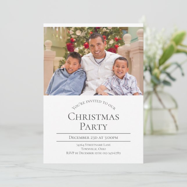 Modern Photo Christmas Party Invitation (Standing Front)