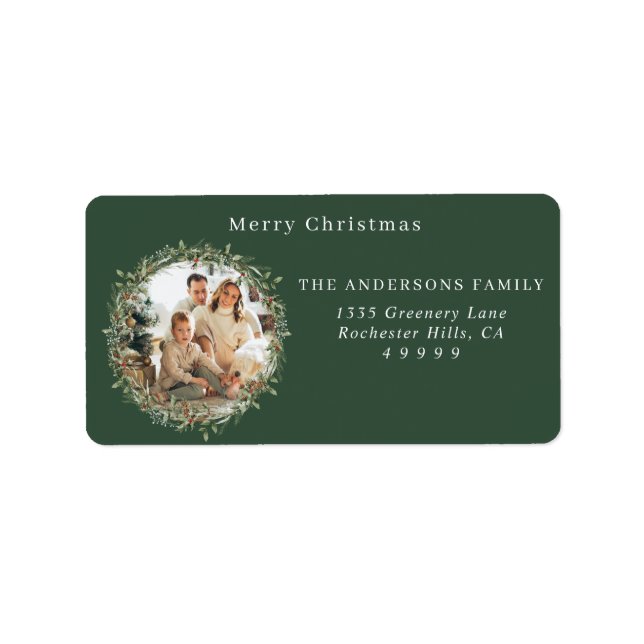 Modern photo Christmas return address Label (Front)