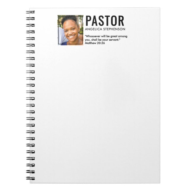 Modern Photo Church Pastor  Notebook (Front)