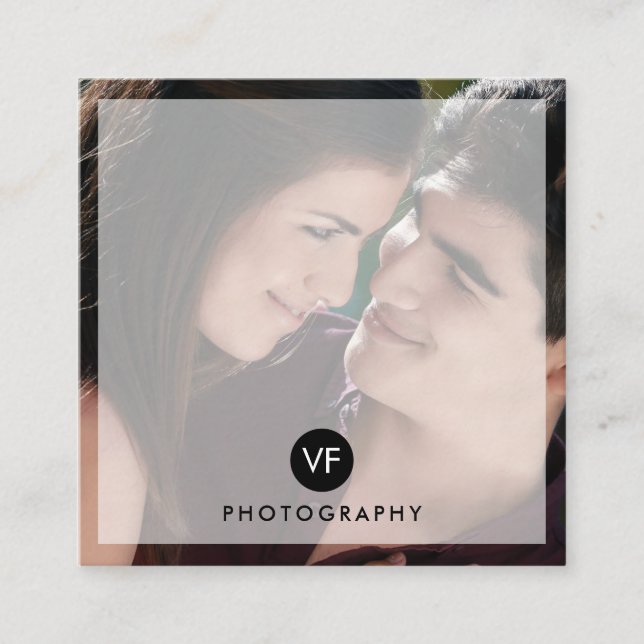 Modern Photo Circle Logo Photography Photographer Square Business Card (Front)