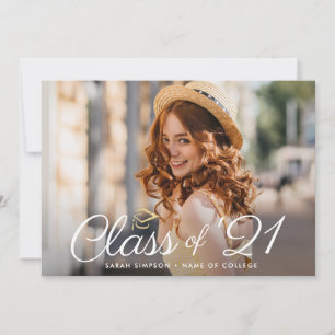 Modern photo class of 2021 grad announcement