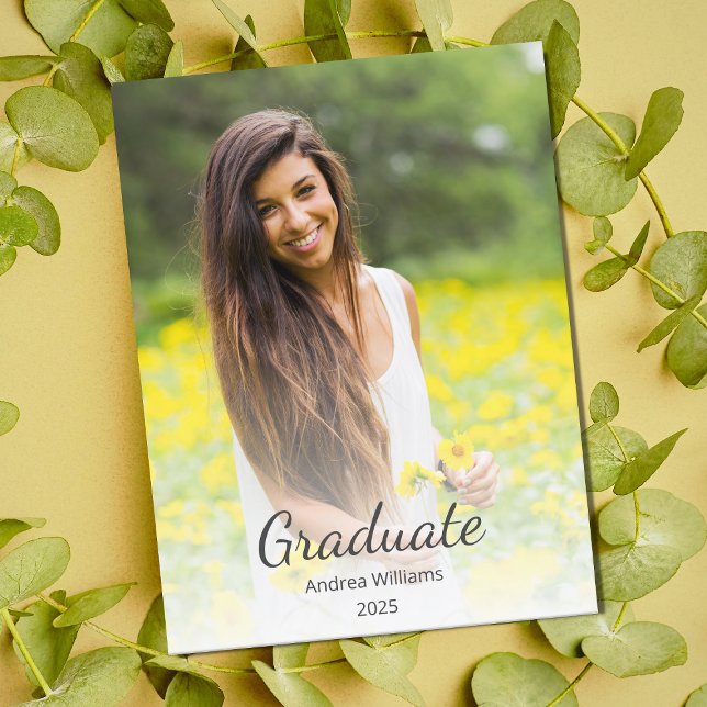 Modern Photo Class of 2025 Graduation Announcement Postcard (Creator Uploaded)