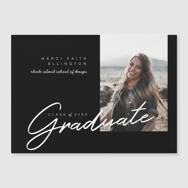 Modern Photo Classic Black Graduate Announcement (Front)