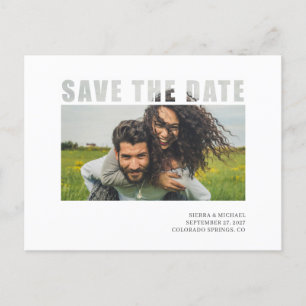 Modern Photo Clear Typography White Save the date Announcement Postcard