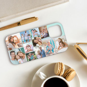 Modern Photo Collage 11 Picture Mint Sideways Case-Mate iPhone Case