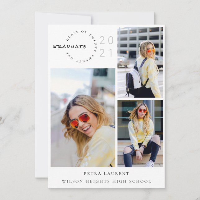 Modern Photo Collage 2021 Graduation Announcement (Front)