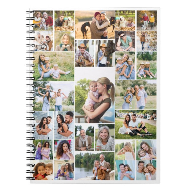 Modern Photo Collage 31 Picture Family Notebook (Front)