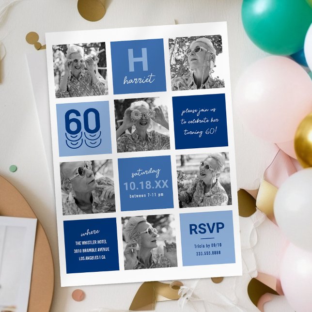 Modern Photo Collage 60th Birthday Invitation (Creator Uploaded)