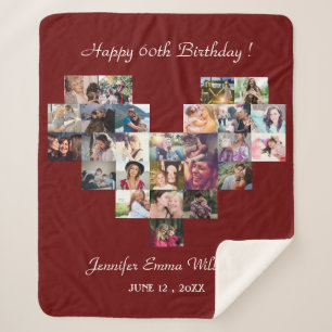 Modern photo collage 60th birthday typography gift sherpa blanket