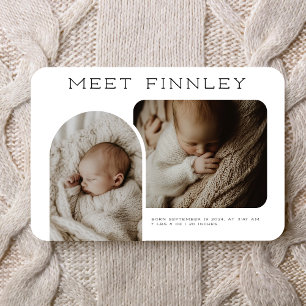 Modern Photo Collage Arch Shape Birth Announcement