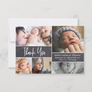 Modern Photo Collage Baby Shower Small Note Thank You Card