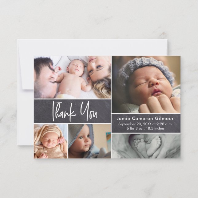 Modern Photo Collage Baby Shower Small Note Thank You Card (Front)