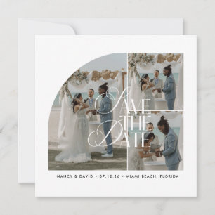 Modern Photo Collage Beach Destination Wedding Save The Date