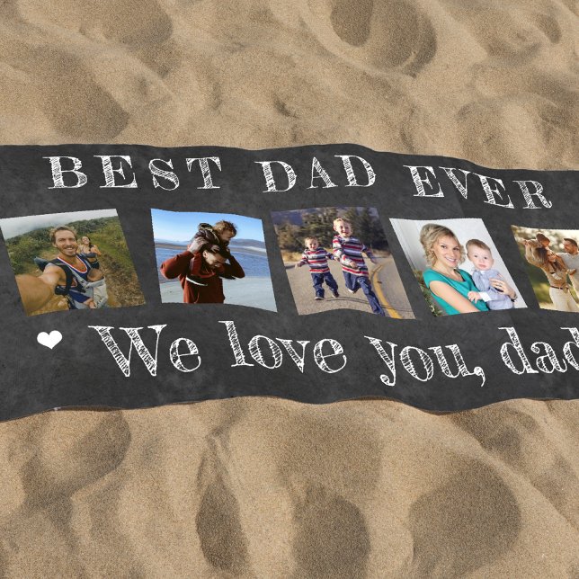Modern photo collage best dad ever  beach towel (Creator Uploaded)
