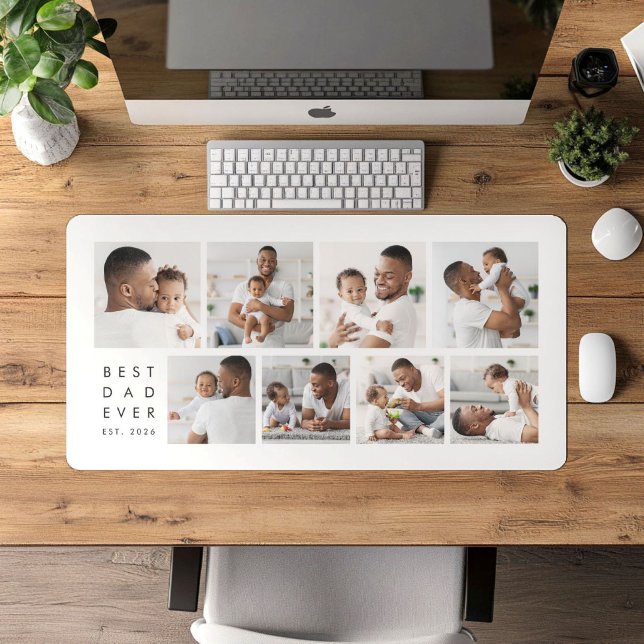 Modern Photo Collage Best Dad Ever Desk Mat (Modern Photo Collage Best Dad Ever Desk Mat)